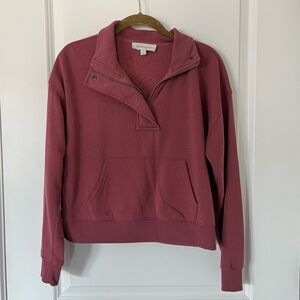 Hippie Rose Longsleeve Rose Pink Sweater Quarter Zip - Medium